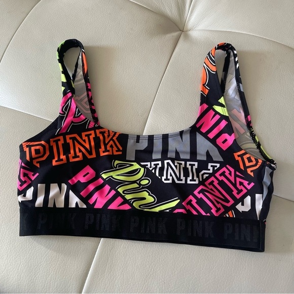 PINK Victorias Secret medium Ultimate Sports Bra logo print - Picture 1 of 6